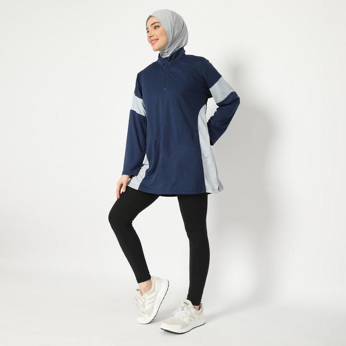 Hia Everywear Jenna Top Baju Olahraga Wanita Dry Fit Navy Pasti Ori