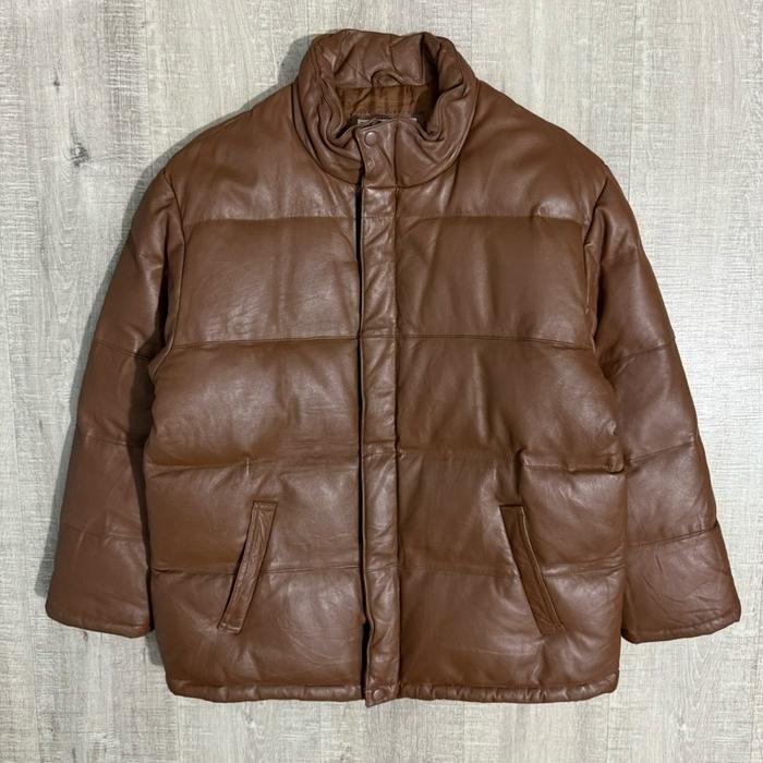 Avirex usa leather puffer goose down jacket