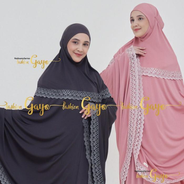 MukenaGAYO - Mukena Dewasa Penutup Dagu Renda Premium Jumbo Atasan Panjang Muslim Tas RabbaniaSeries