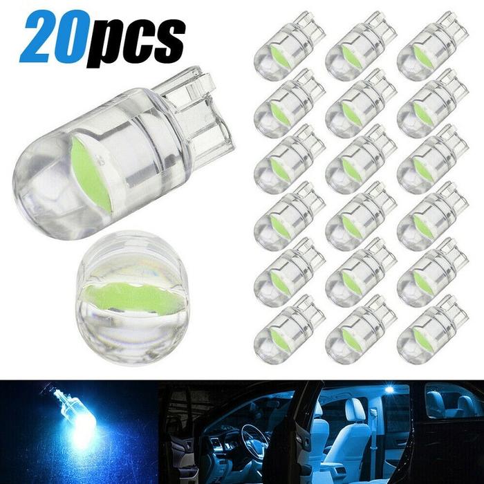 20PCS T10 LED COB Ice Blue Car Interior Dome Reading Map Light Bulb