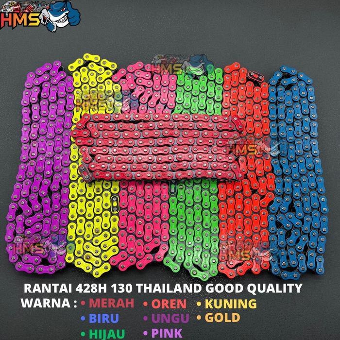RANTAI 428 H 428H 130L THAILAND BISA BUAT GEAR SSS 428 TEBAL WARNA BIRU KUNING HIJAU PINK UNGU MERAH