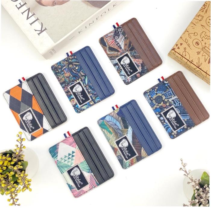 Lubie Card Holder Kanvas Poliester Tempat Menyimpan Kartu Kulit Sintetis Dompet Canvas card holder g