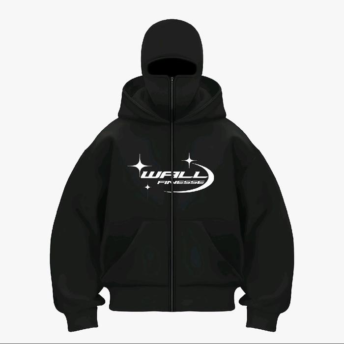 HOODIE BALACLAVA JACKET BOXY HOODIE BALACLAVA HOODIE NINJA ZIPPER HAVE A WALL FINESSE PLANET GALAXY 