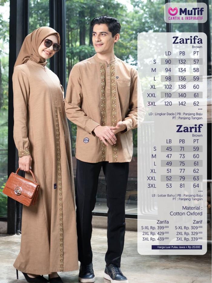 MUTIF COUPLE ZARIFA & ZARIF/COUPLE MUTIF/COUPLE WARNA BROWN