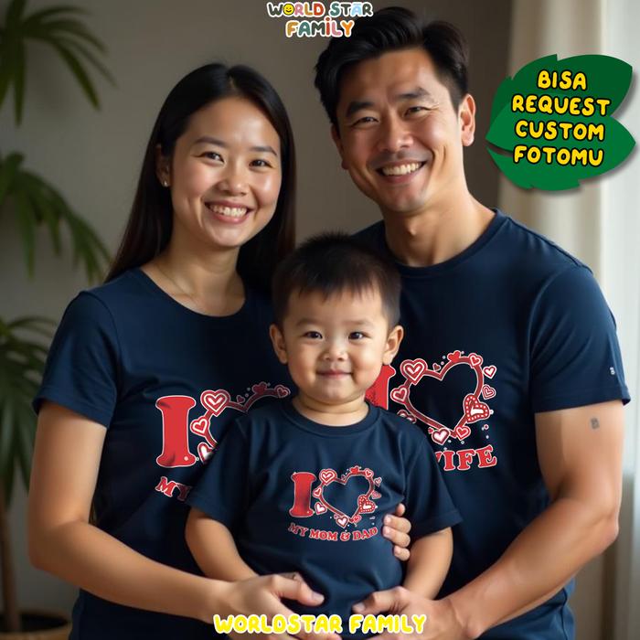 WSF Kaos Keluarga Bucin GRATIS TAMBAH FOTO Kaos I LOVE MY WIFE MY HUSBAND Custom kaos foto ISTRI SUA