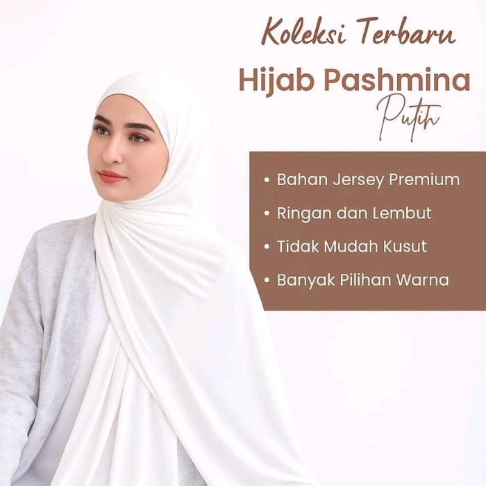 PASHMINA INSTAN OVAL HIJAB JERSEY JILBAB MUSLIM KERUDUNG PANJANG LEMBUT NYAMAN  putih