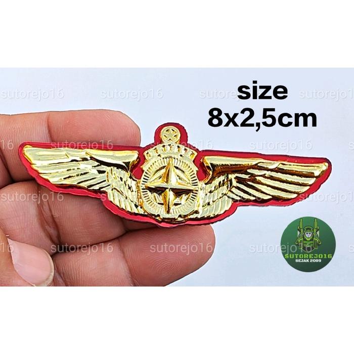 brevet brivet brefet wings pin DRIVER TNI AD latar mika akrilik mirror warna MERAH Clips Bros