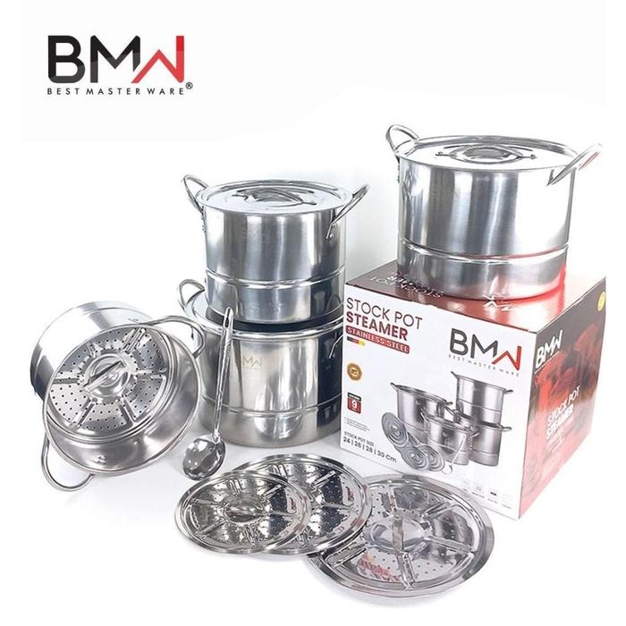 (5Kg) Stock Pot Panci Tinggi Set 4In 1 Steamer / Stock Pot Hc Panci Set Dandang Saringan Stemer Mura