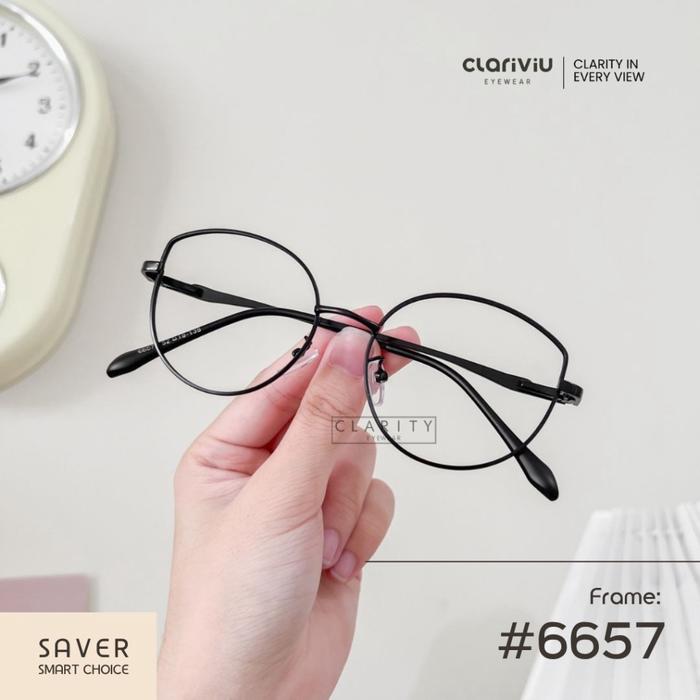 CLARIVIU #6657 Frame Kacamata Wanita Fashion Minus Anti Radiasi, Bluechromic, Photochromic