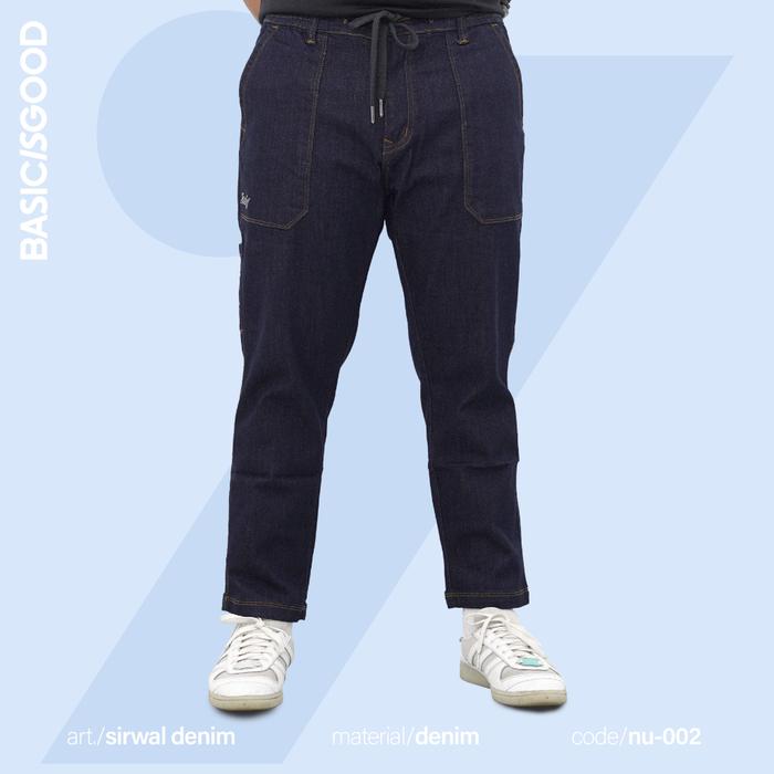 LEAFY SIRWAL NU/002 - CELANA SIRWAL PRIA DEWASA BAHAN DENIM - CELANA ANGKLE DEWASA JUMBO