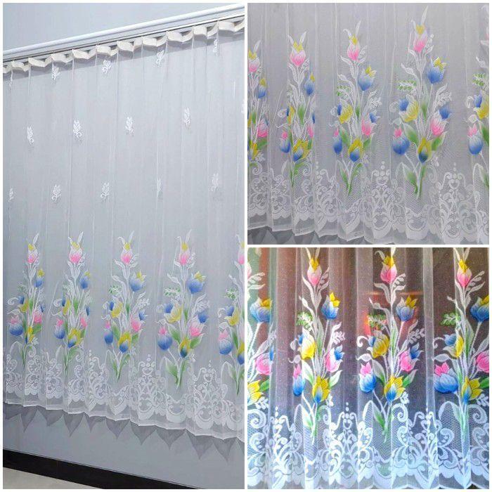 BL VITRAS PLISKET GORDEN UKURAN 100X200 200X200 150X200 MOTIF BUNGA MATAHARI TULIP DAN POLOS Jendela