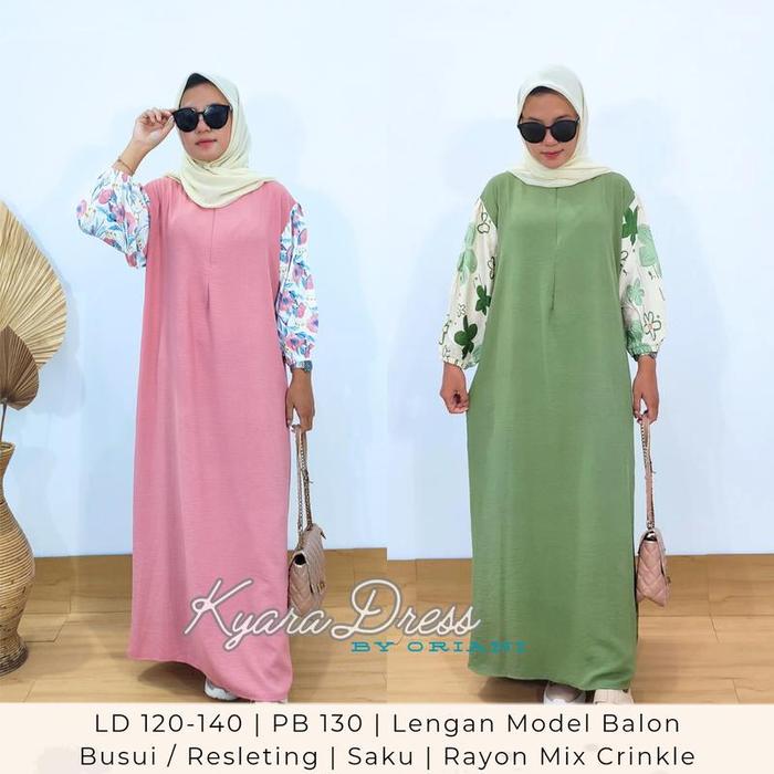 Kyara Dress Daster Gamis JUMBO Big Size LD 120 130 140 Crinkle Rayon Premium Airflow Muslim Syari Wa