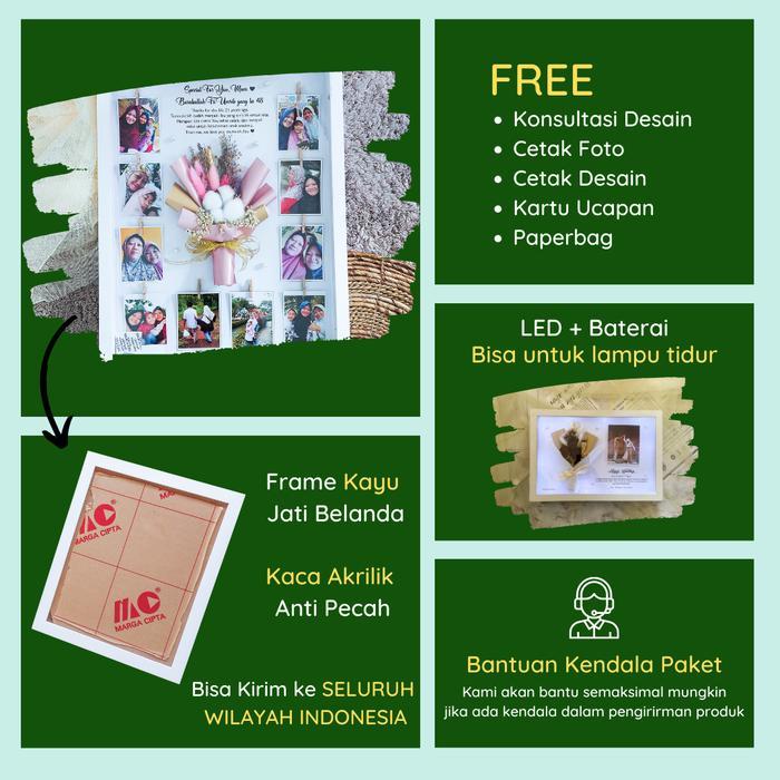 Hadiah Bingkai Wisuda Buket Bunga Graduation Gift Kado Pernikahan Dried Flower Pop Up Frame Large Se