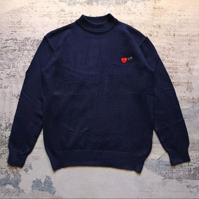 knitwear PLAY COME DES GARCONS two Hearts bordir( rare item)