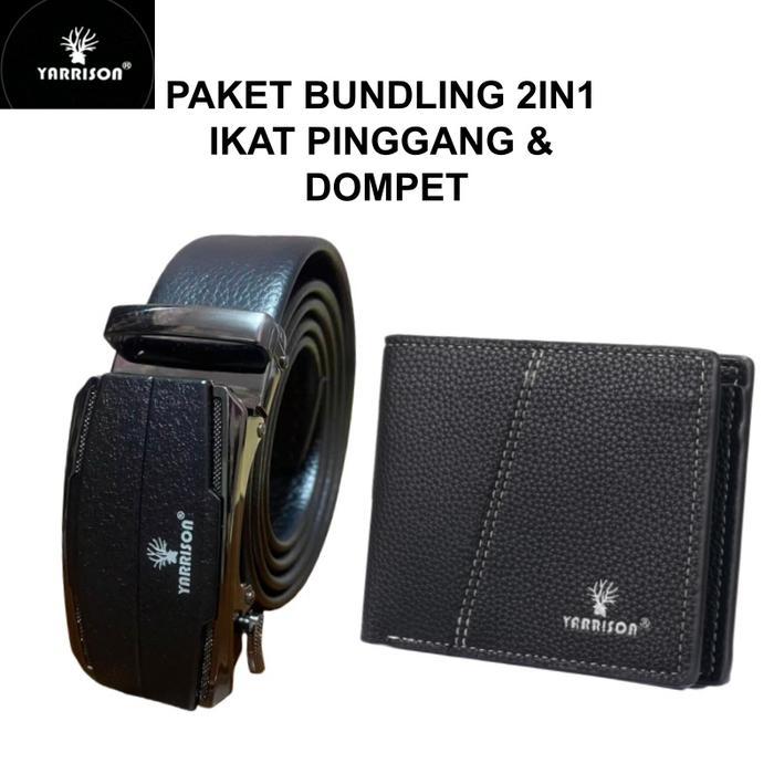 Yarrison Mebius Ack Ikat Pinggang /Lapis Yarrison Dompet Lipat Pria Kulit Pu Premium Hitam Kartu Uan
