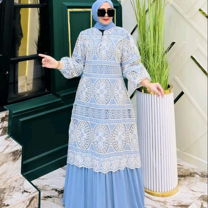 dress Amanda set hijab bahan ceruty babydoll