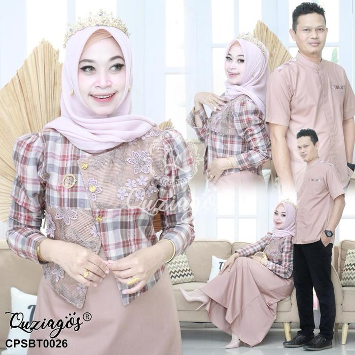 Sarimbit lebaran 2026 terbaru Quziagos Pasangan Koko Setelan Gamis Wanita  Muslim Sarimbit Ibu Katun
