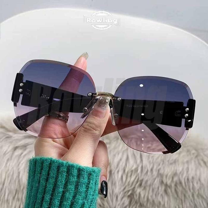 Rowling  (ka-431) Sunglasses  Kacamata Bulat Hitam No frame Women Sunglasses  New Arrival Import Kac
