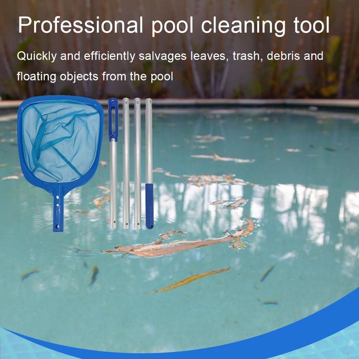 Pool Skimmer Net Pond Net with Telescopic Rod Fine Mesh Pool Skimmer Lightweight for In-Ground &  Gr