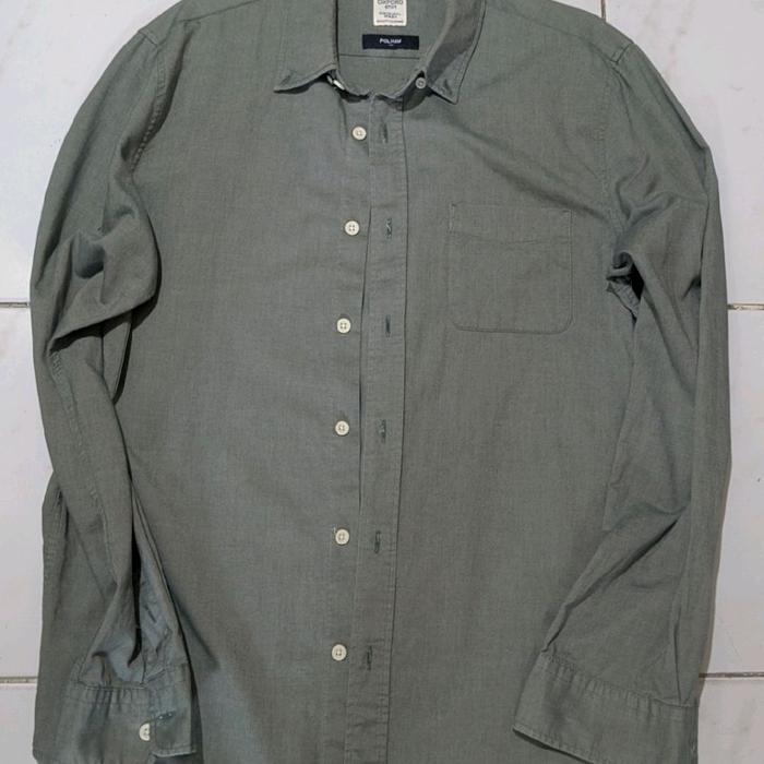 Kemeja Oxford Green Grey Polham Kemeja Oxford