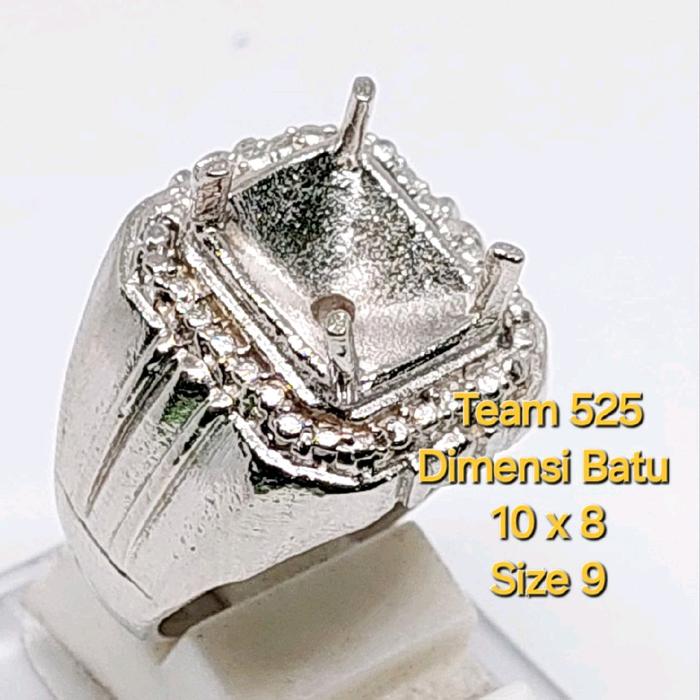 Ring emban alpaka super 10 x 8 eceran / model kotak cakar polos kuku / pengikat ring cincin batu aki