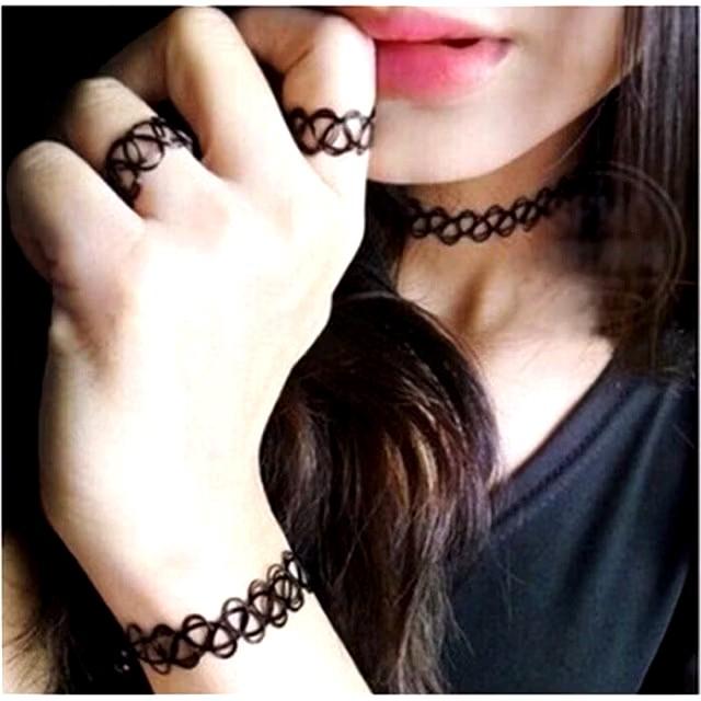 beli 4 grtis 1 kalung Chooker tattoo toto 1 set kalung gelang cincin