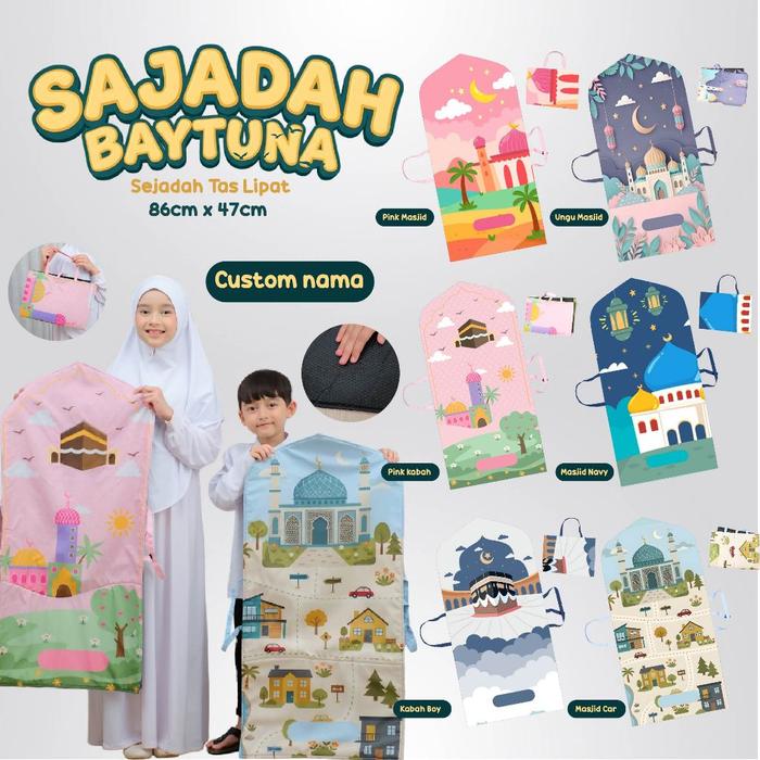 Sejadah Sajadah Anak SD TK Baytuna Model Tas Bisa Custom Nama Sejadah Souvenir Ulang Tahun Khitanan 