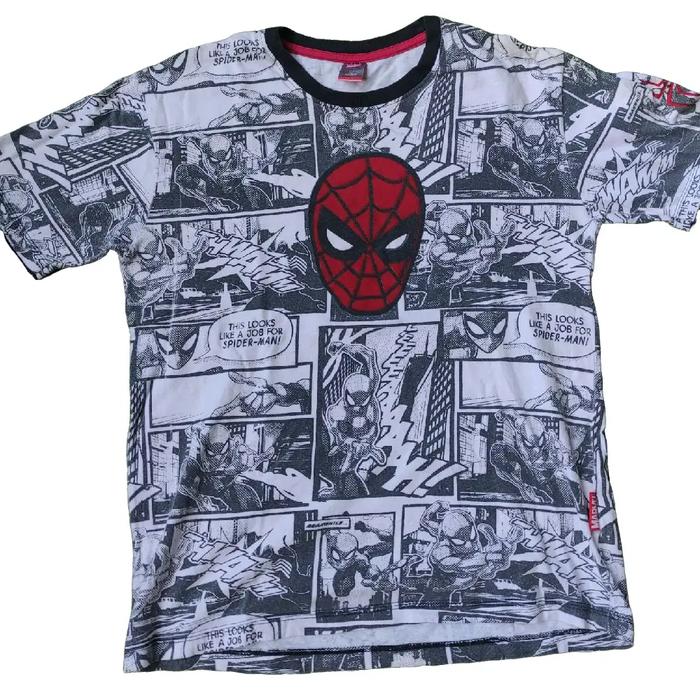 kaos marvel spiderman all over print (aop) full print vintage comic art kartun