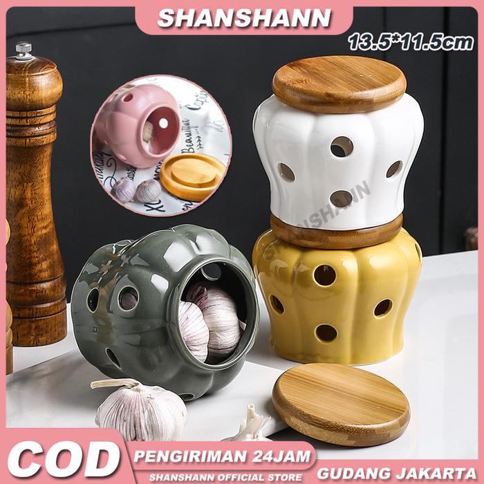 Jar Keramik Bawang /Tempat Bawang Aesthetic / Tempat Bawang / Wadah Tempat Bawang Aesthetic / Penyim
