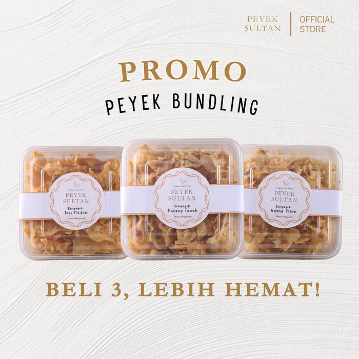 PEYEK SULTAN - Peyek Bundling (Box - Large) | Paket Set Peyek Kacang Tanah, Teri Medan, Udang Rebon