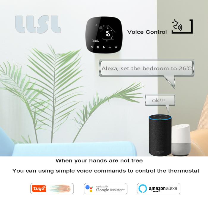 Smart thermostat alexa Tuya wifi 2P/4P Fan coil regulator,95-240VAC