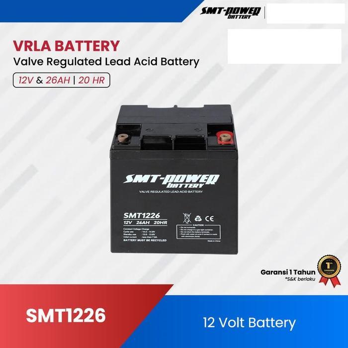 (EM) BATTERY UPS/PANEL SURYA SOLAR PANEL/AKI KERING VRLA DEEP CYCLE / BATERAI VRLA SMT 12V 26AH
