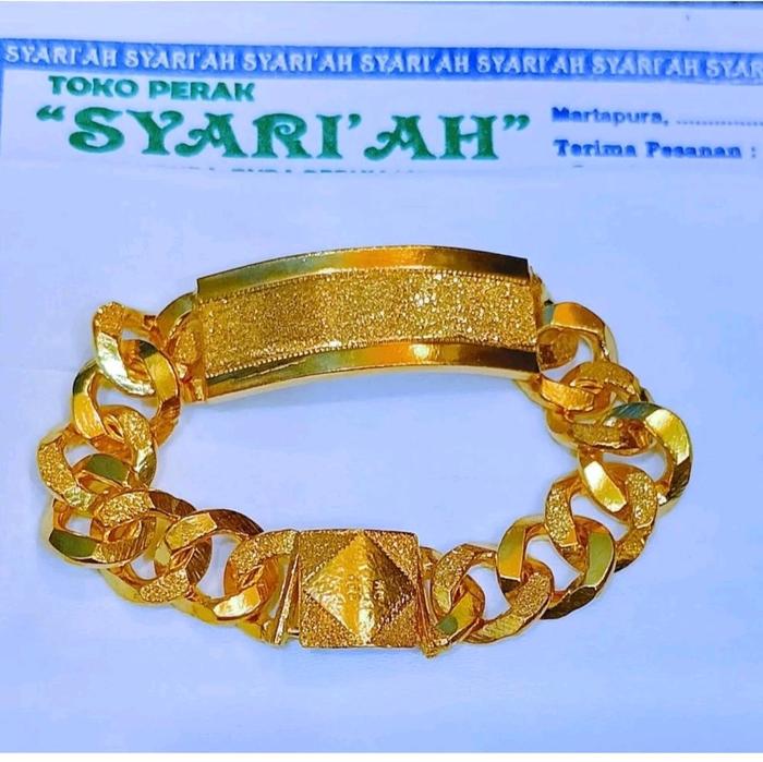 gelang plat pasir emas lapis 999