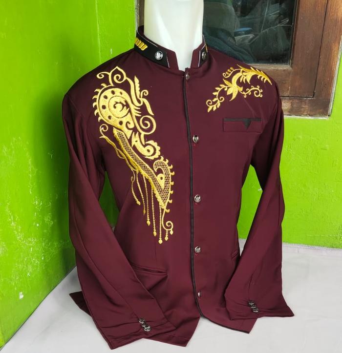 Jas Koko Pakaian Muslim Pria Lis Bordir / Jasko Lis Bordir [ UKURAN JUMBO ] Jasko Model Terbaru Hita