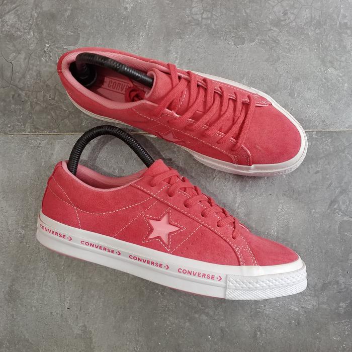 Converse One Star Ox Suede Red / Paradise Pink / White Original ( Size 38 )