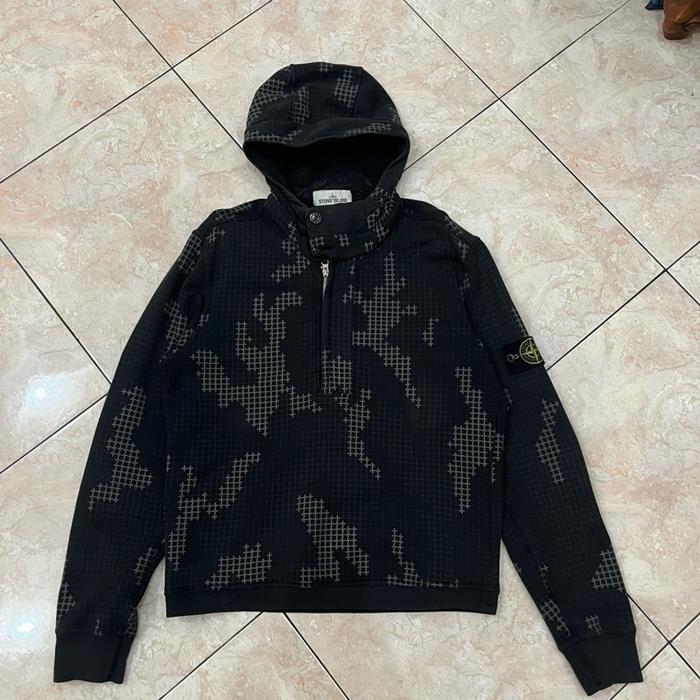 halfzip hoodie stone island camo grid