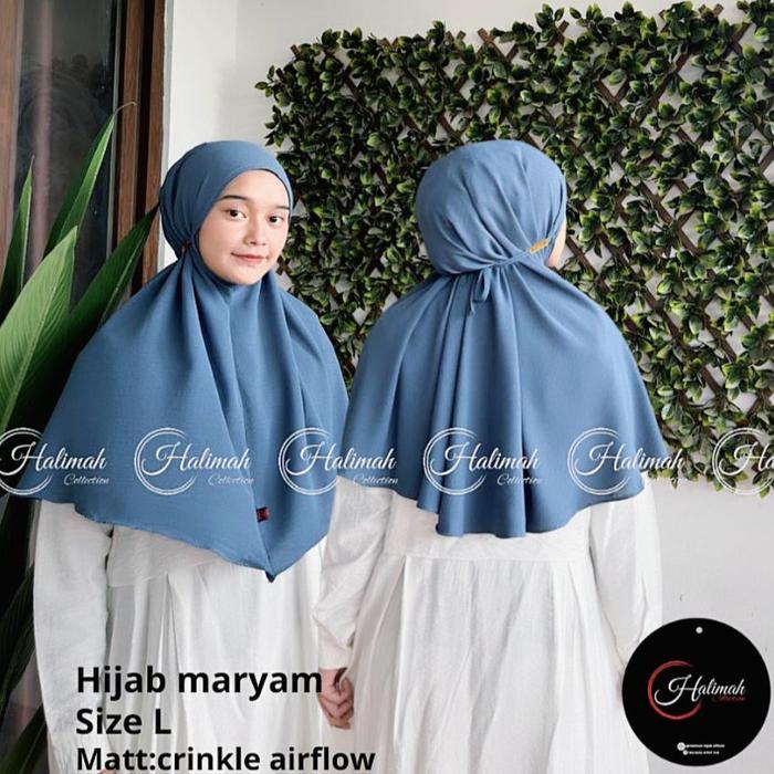 HIJAB BERGO MARYAM HALIMAH COLLECTION BAHAN CRINKLE PREMIUM UK L Ped Instan