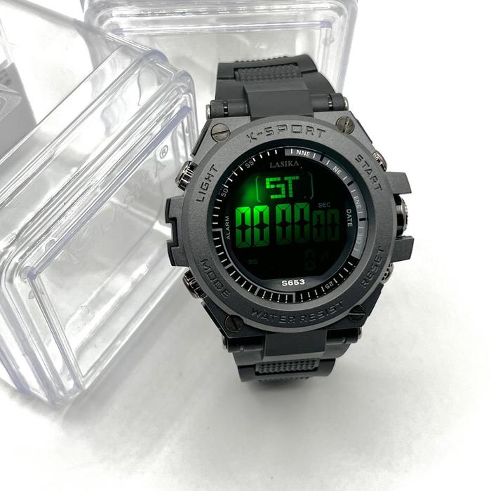 S653 Jam Tangan Pria  Lasika Ksport Digital Tahan Air Bisa Bawa Berenang Tali Karet Halus Lembut Bah