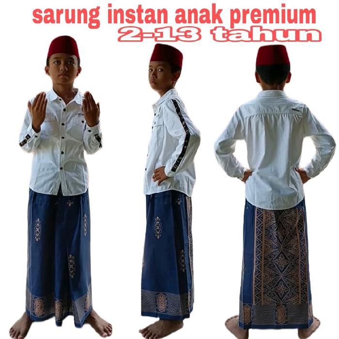 Fayakun Sarung Instan Anak Motif Batik Viral Anti Ribet Termurah Muslim Laki-laki Hitam Katun Pria S