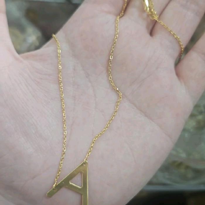 Kalung huruf A emas asli inisial nama 375 8K muda hwt gold