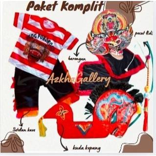PAHE Paket murah komplit setelan kaos reog+kuda lumping+barongan spon+cambuk jaranan kuda lumping