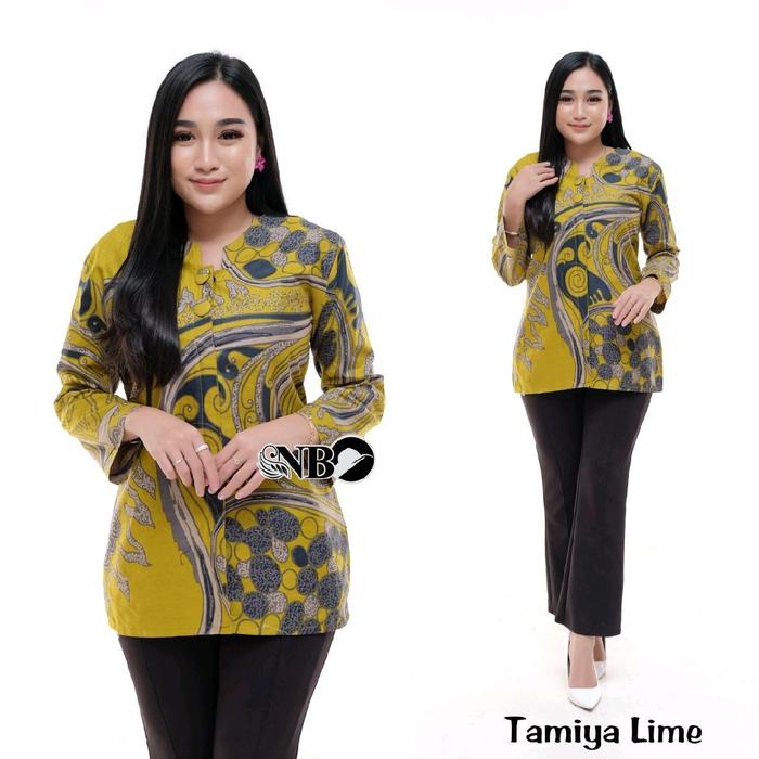 Baju Atasan Wanita NL Tamiya Motif Terbaru di Allena Store 91 - Blus Wanita Batik Panjang Seragam Ka