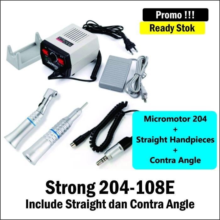 Dental Micromotor Strong 204-108E + Straight dan Contra Angle