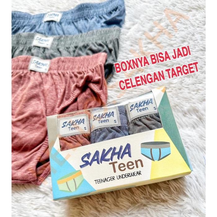CD SAKHA TEEN (HARGA 1 BOX ISI 3 PCS) CELANA DALAM SEMPAK ANAK REMAJA KATUN ADEM NYAMAN ABG GROSIR M