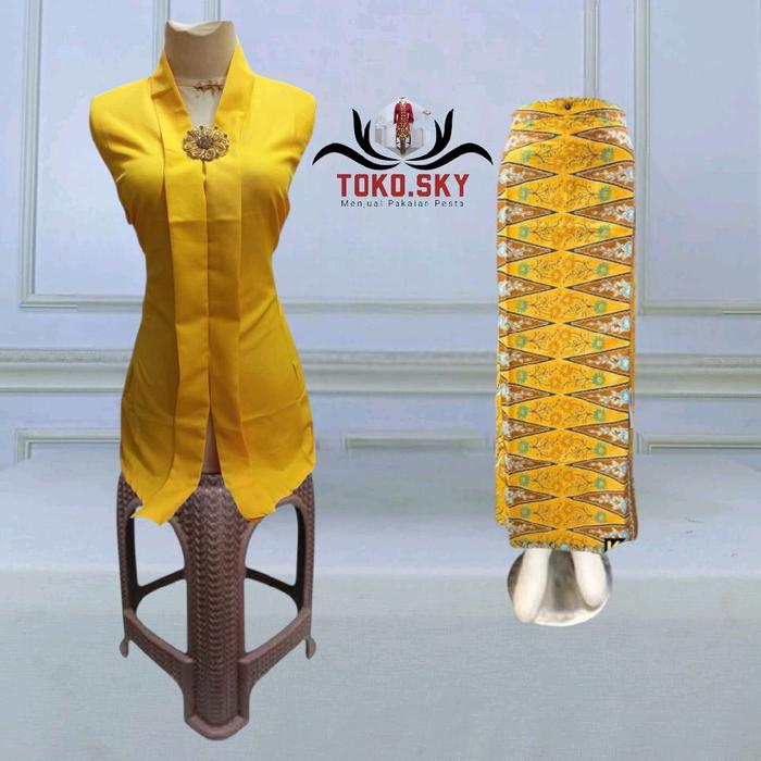 Toko Sky 1020 - Setelan Kebaya Betawi Polos-Setelan Kebaya None Lengan Panjang-Setelan Kebaya Encim 