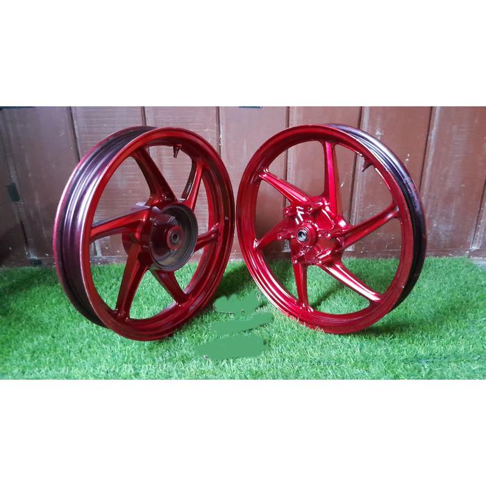Velg Pelek Motor Verza Set Depan Belakang Original Cat Repaint -Merah
