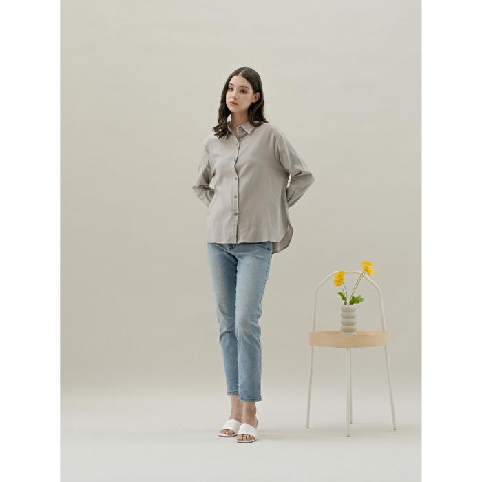 MASCOT Kemeja Flanel Oversize Wanita Casual Blouse Kerja Lengan Panjang