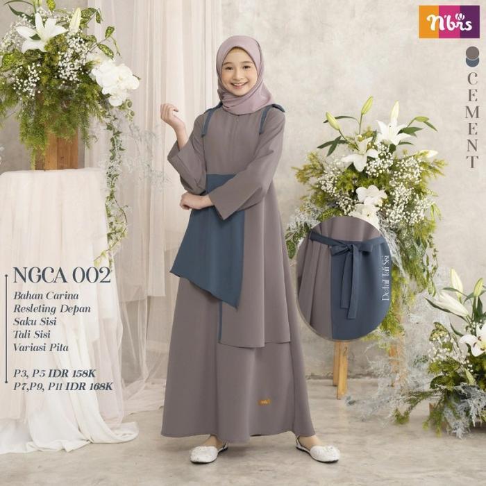 READY STOCK Gamis Nibras NGC NGCA 002 Warna Abu Cement Baju Couple Ibu Anak Cantik