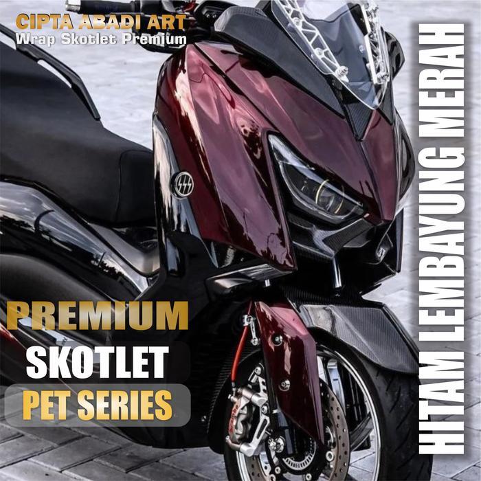 SKOTLET STIKER MOTOR HITAM LEMBAYUNG MERAH RED CHAMELEON GALAKTIK MEDEIRA SKOTLET MERAH BUNGLON SKOT