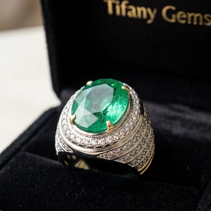 Emerald Beryl Cincin Zamrud Rings Microsetting
